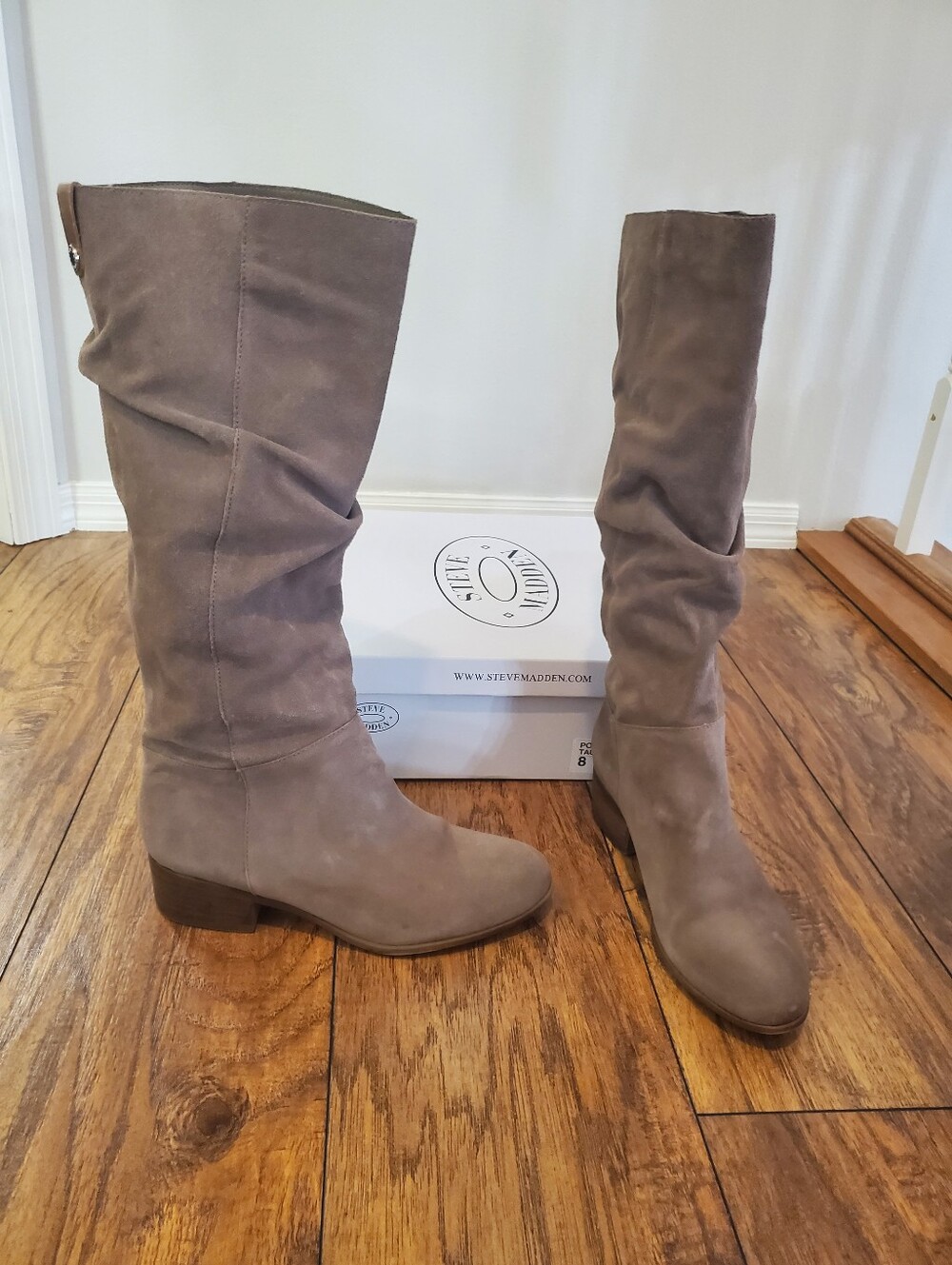 Steve Madden Pondrosa Taupe Suede Slouchy Knee High Boots Size 8